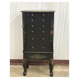 Powell Black Jewelry Armoire with Floral Accents