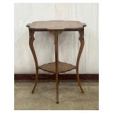 Wooden Two-Tier Accent Table with Brass Details