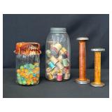 Jars and Wooden Spools