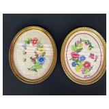 Oval Floral Embroidered Artworks