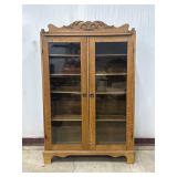 Oak Display Cabinet with Glass Doors