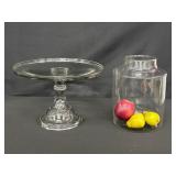 Glass Pedestal Stand and Cylindrical Jar
