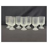 7 Clear Textured Glass Goblets