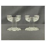 Clear Glass Double Candleholders