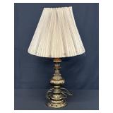 Brass Table Lamp with Pleated Shade