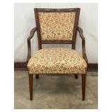 Armchair With Floral Upholstery and Wood Frame