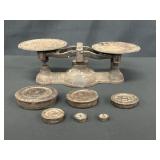Cast Iron Balance Scale With Weights Set