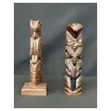 Hand-Carved Wooden Totem Sculptures