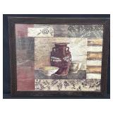 Framed Still Life Artwork with Pottery