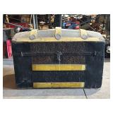 Wooden Storage Trunk With Yellow Accents