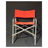 Red Canvas and Metal Folding Chair