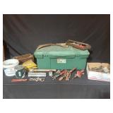 Tools and Hardware Lot with Green Tote