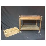 Wooden Cart With Drawer and Bonus Crate