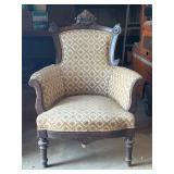 Ornate Victorian-Style Upholstered Armchair