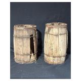 Rustic Wooden Barrels with Metal Bands