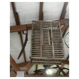 Wooden Crate with Vintage Saw