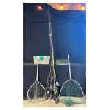 Fishing Poles, Nets, and Tackle Box Set