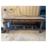 Wooden Work Bench With Lower Shelf