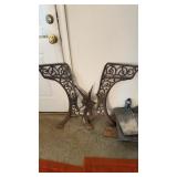 Pair matched cast-iron bench seat, side or