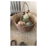 Cast-iron kettle cook pot, with some enameling on