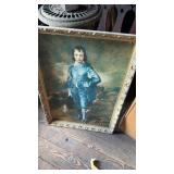 Vintage framed print of the blue boy, measures 28