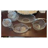 6 pieces of Fostoria, American Cubist glass