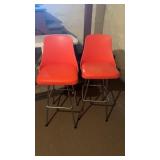 Pair of orange vinyl barstools, itï¿½s century