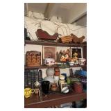 3 shelf with flowerpots, garden tools, :-) coffee