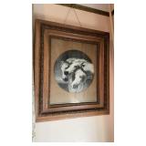 Large antique framed print of pharaohï¿½s horses,