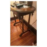 Antique oval side table with one center drawer ,