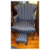 Antique, wingback, armchair, with matching