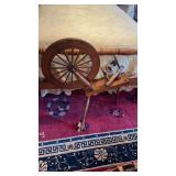 Small antique spinning wheel, mechanism  with