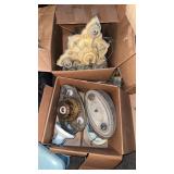 2 boxes of antique light fixtures, set of three