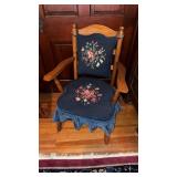 Vintage ladies, slipper chair with blue velvet