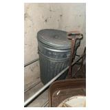 3 vintage galvanized, trash cans, with 3 lids