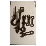 Antique car tool wrench set, five piece set, with