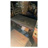 Antiques side table, with an H stretcher base,