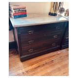 Antique White marble top three drawer dresser ,