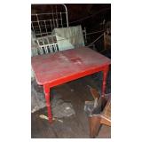 Antique 1940s kitchen table with three matching