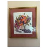 Framed, original, watercolor, painting, signed,
