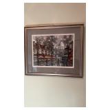 Professionally framed, Paris, print, signed,