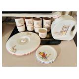 Vintage 1940s drink pitcher with nine matching