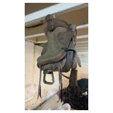 Small child, size, horse or pony, saddle, with