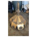 Vintage metal chandelier, with a white glass