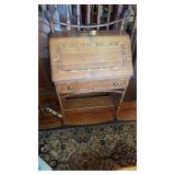 Antique oak and bamboo ladies writing desk with a