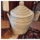 Large coil basket with Christmas bags , And a
