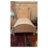 Antique full-size bed, tall, headboard, rounded