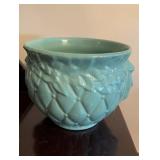 Large turquoise  McCoy pottery flower pot,