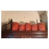 5 piece orange kitchen, canister set, that