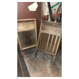 2 antique wood washboards, one is a national